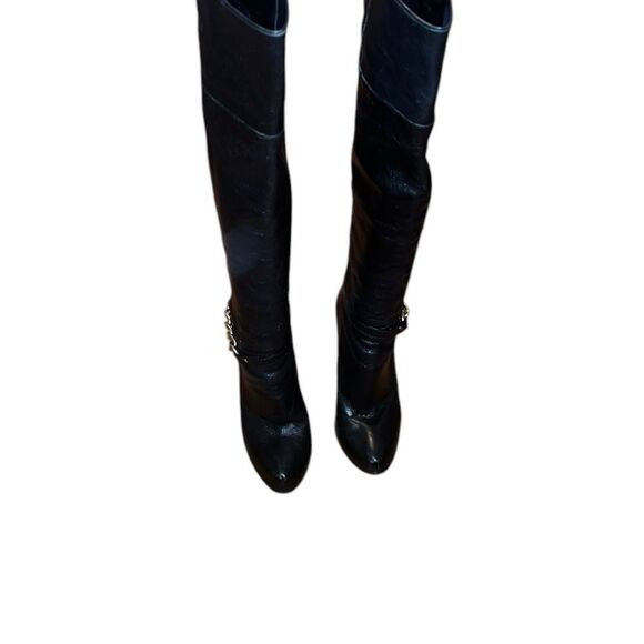 Coach Black Leather Tall Boots Size 5 1/2 B - Picture 3 of 8